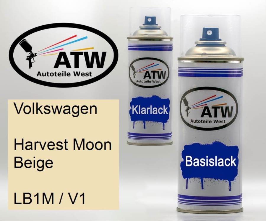 Volkswagen, Harvest Moon Beige, LB1M / V1: 400ml Sprühdose + 400ml Klarlack - Set, von ATW Autoteile West.